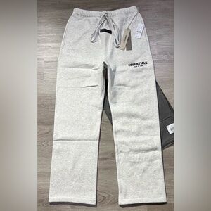 Essentials Fear of God Light Oatmeal Open Hem Sweatpants – Relaxed Straight Leg